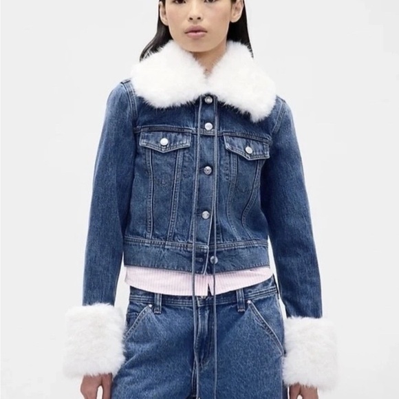 Gap × Sandy Liang Vegan Fur Crop Denim Jacket